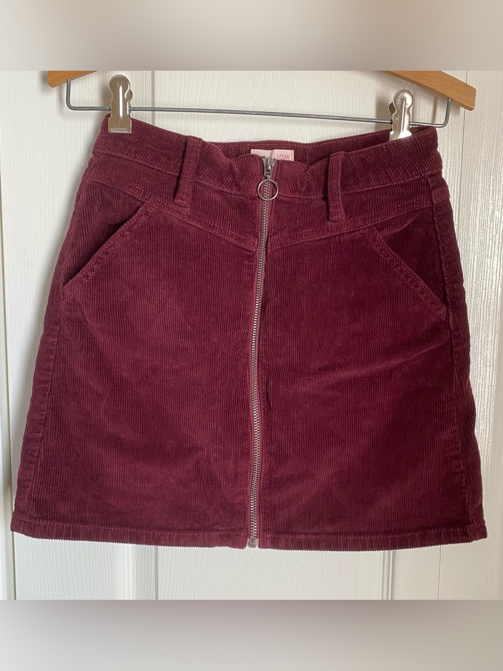 SO Burgundy Corduroy Zip-Front Mini Skirt Size 1 Dark Academia Whimsigoth Fall